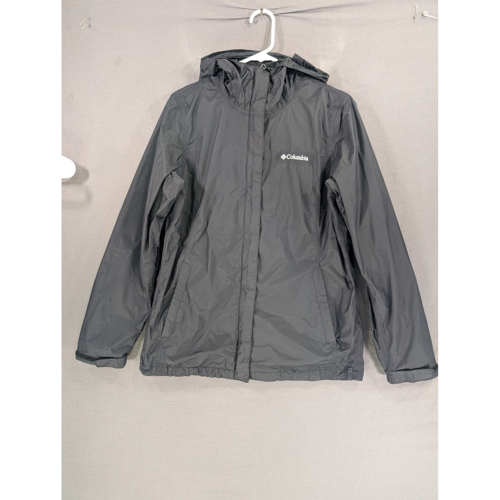 Columbia Womens Switchback Rain Jacket Black Hooded Mesh Lined Medium 8059